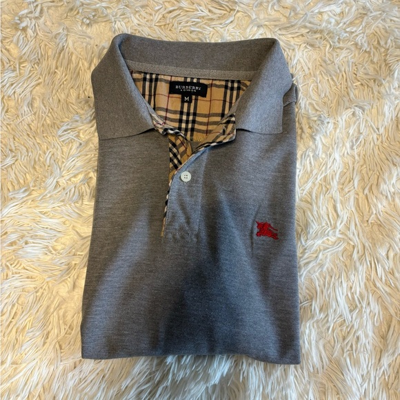 Burberry Other - Burberry Gray Polo Shirt with Classic Collar and Iconic Check Detail